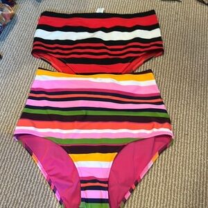 2 NWOT AERIE stripe medium swim bundle